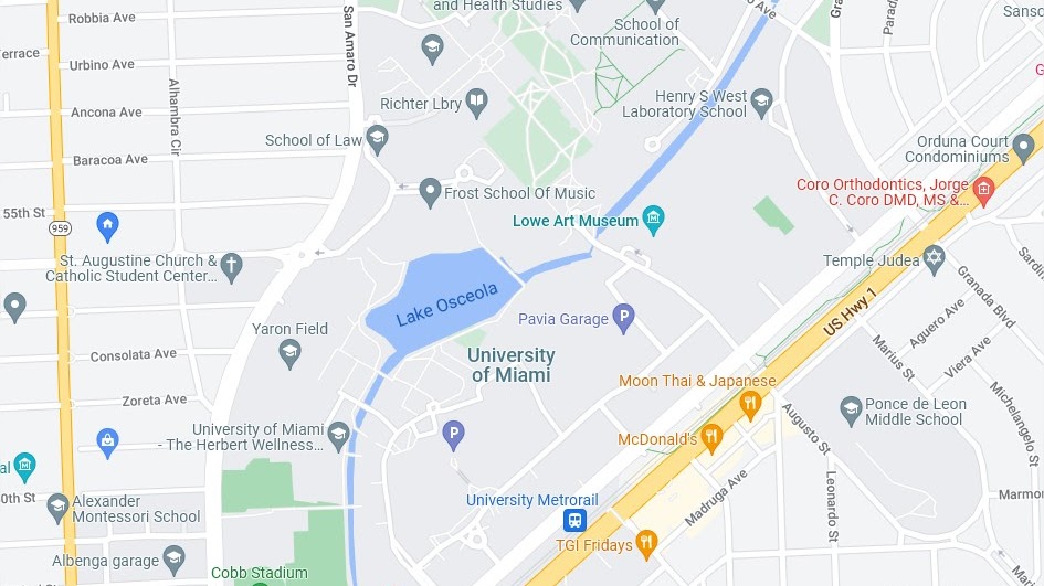 Google maps screenshot of UM parking